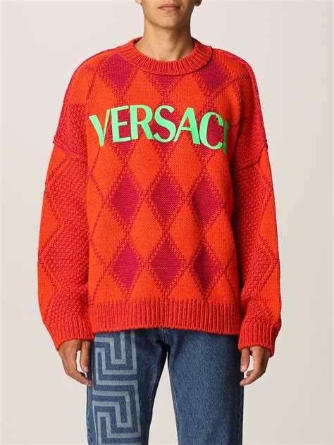 versace orange blue sweater|versace sweaters for men.